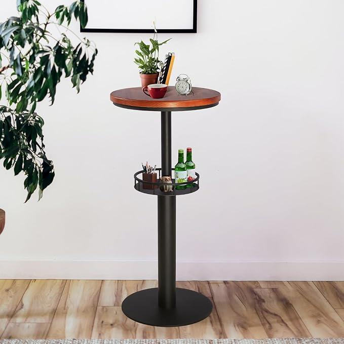 LOKKHAN 42" Tall Rustic Industrial Bar Table - Image 2
