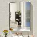 WEER 24X32 Inch Brushed Nickel Bathroom Mirror, Brushed Silver Metal Frame by WEER
