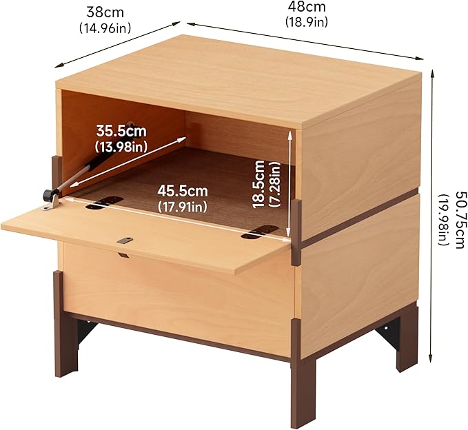 Sebastack Night Stand, Customizable 2 Drawers Bedside Table, End Table - Image 2