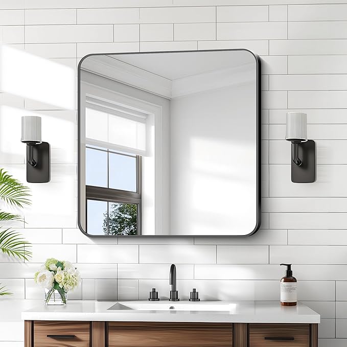 KOCUUY 30"x30" Square Rectangle Vanity Mirror, Modern Design of Upgraded by KOCUUY