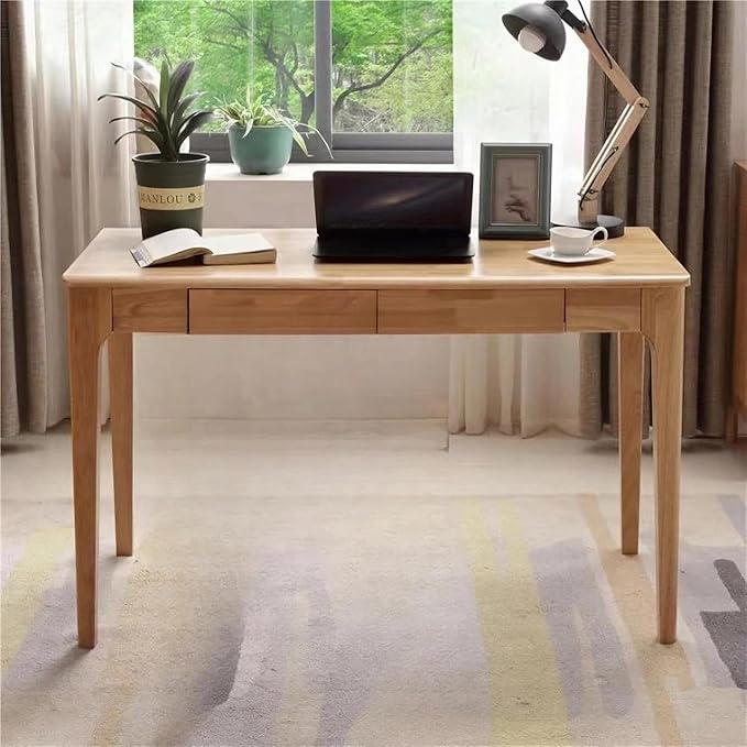 Solid Wood Desk with Drawers, Small Computer Desk by Unknown