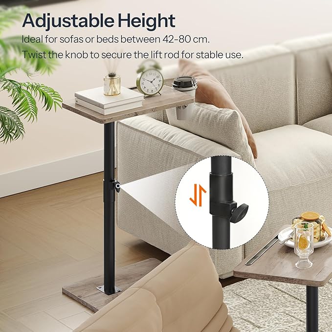 HOOBRO TV Tray Table, 360° Swivel Side Table Sofa Armrest Tray - Image 3