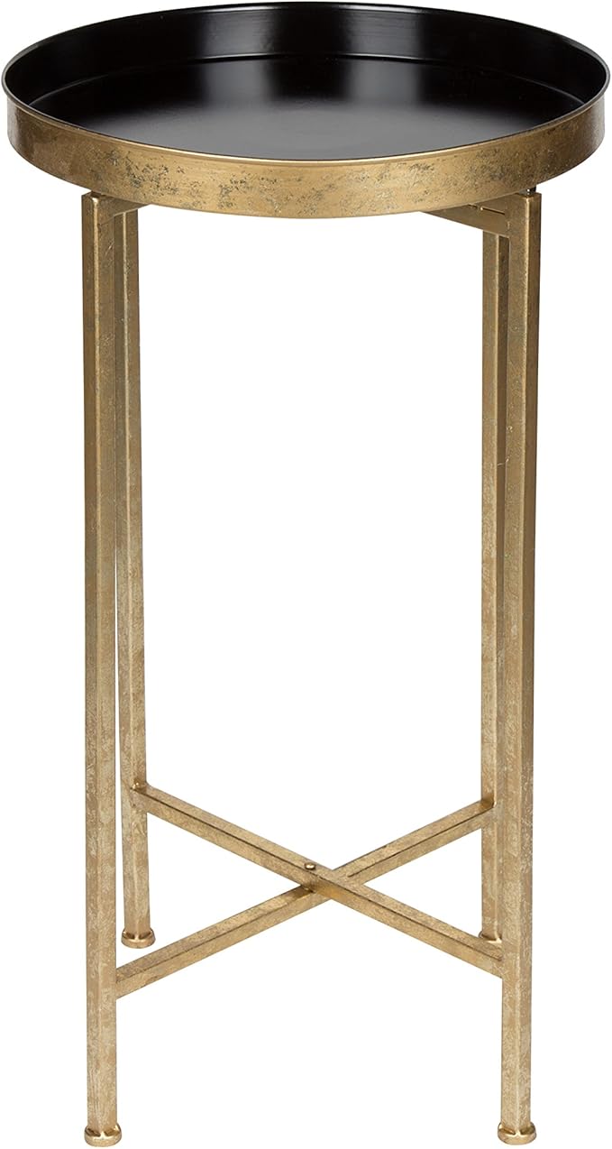 Kate and Laurel Celia Round Metal Foldable Tray Accent Table - Image 3