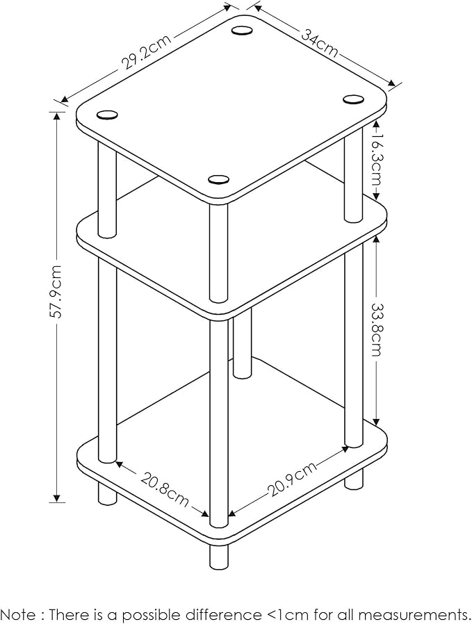 Furinno Just 3-Tier Turn-N-Tube End Table / Side Table / Night Stand / Bedside - Image 3