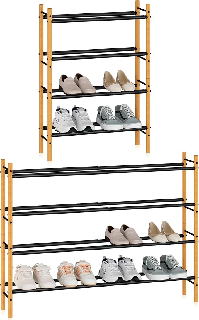 STORAGE MANIAC Expandable Shoe Rack, 12 Pairs Stackable Small Shoe Rack by STORAGEMANIAC
