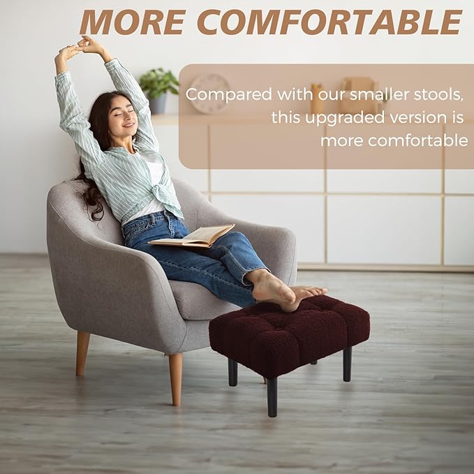 HOUCHICS Fur Padded Foot Stool, Small Ottoman Foot Rest - Image 6