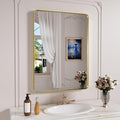 Gold Bathroom Mirror, 24x36 Inch Brushed Gold Metal Frame Mirror by JISOSO