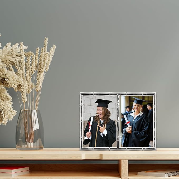 Lawrence Frames 4x6 Double Silver Metal Picture Frame - Image 3