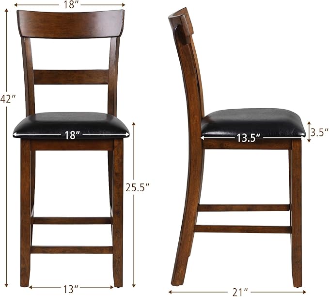 COSTWAY Bar Stools Set of 2, 25.5-Inch Counter Height Chair - Image 3
