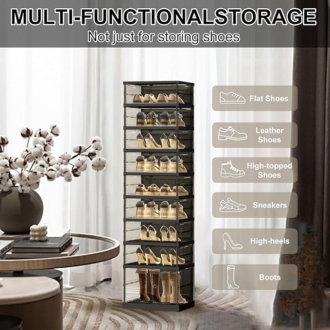 ELPHECO 9 Tier 18 Pairs Foldable Shoe Rack - Image 6