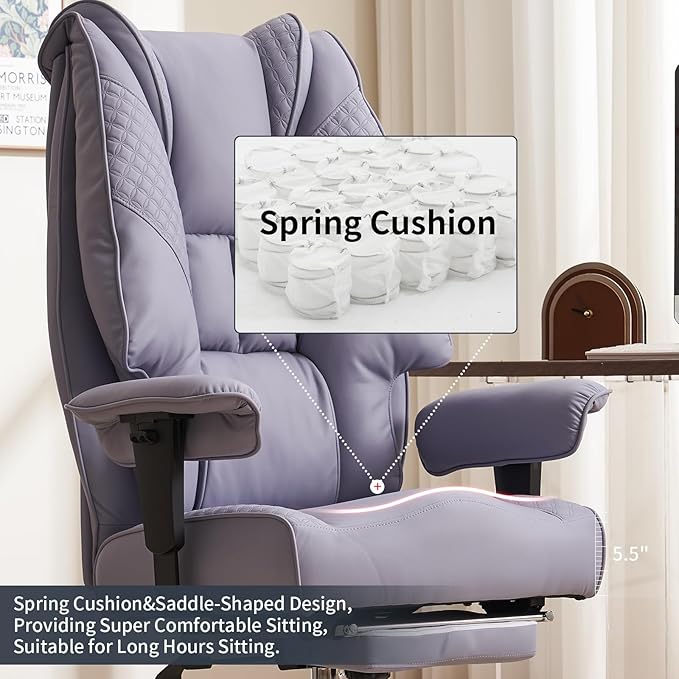 Big and Tall Office Chair 400lbs Wide Seat, Leather High Back Executive Office - Image 4