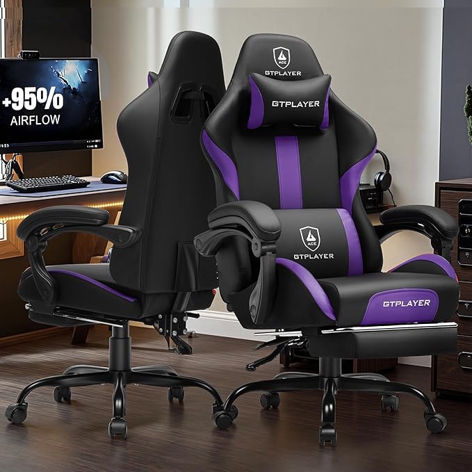 GTRACING Gaming Chair with Foot Rest & Pocket Spring Cushion, Ergonomic High - Image 2