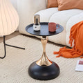Modern Round Side Table with Gold Pedestal Base, Accent End Table by Unknown