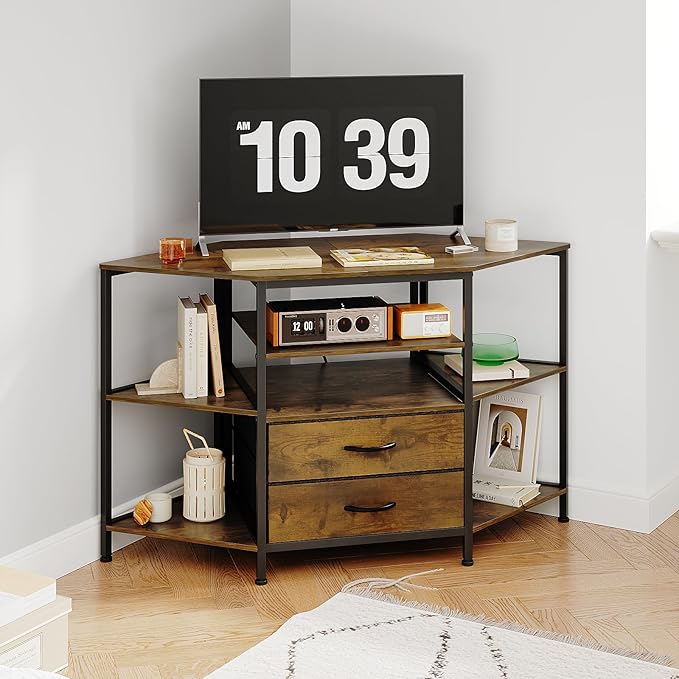 Corner TV Stand for 55 Inch TV, Farmhouse Entertainment Center - Image 8