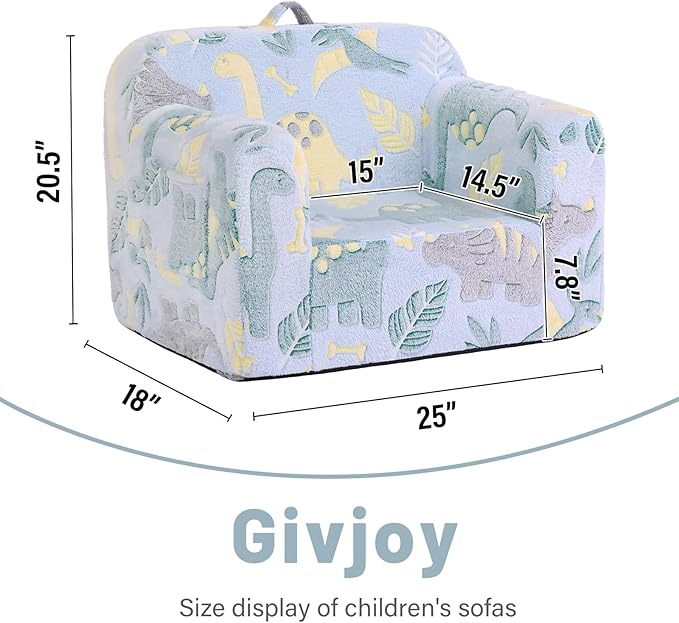 Toddler Chair Plush Kids Couch, Comfy Glow in The Dark Armchair - Image 3