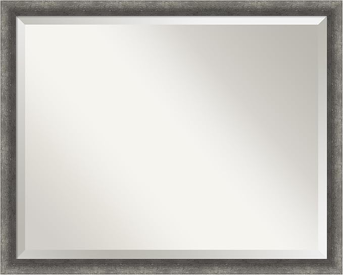Amanti Art Grey Wall Mirror 24x30 Burnished Concrete Narrow Rectangle Bathroom by AmantiArt