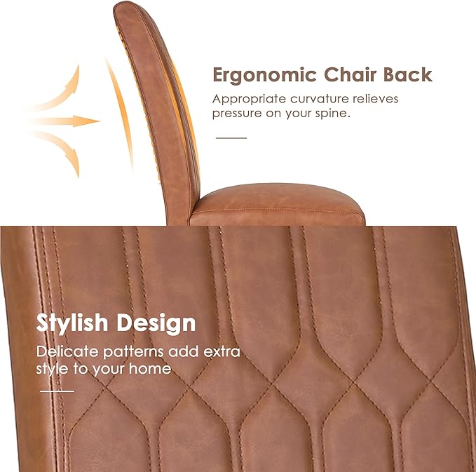 VECELO Upholstered Dining Chairs Set of 2, Modern PU Leather Accent Parsons - Image 3
