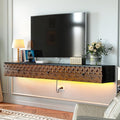 Fully-Assembled Floating TV Stand, Vintage Carved Floating Entertainment Center by FloatiCasa