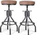 Industrial Bar Stools Swivel Pu Seat Vintage Kitchen Island Counter Stool by BOKKOLIK