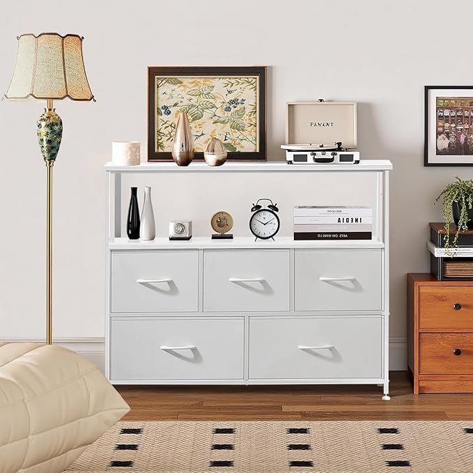 TV Stand, 5 Fabric Drawers Dresser Entertainment Center - Image 2