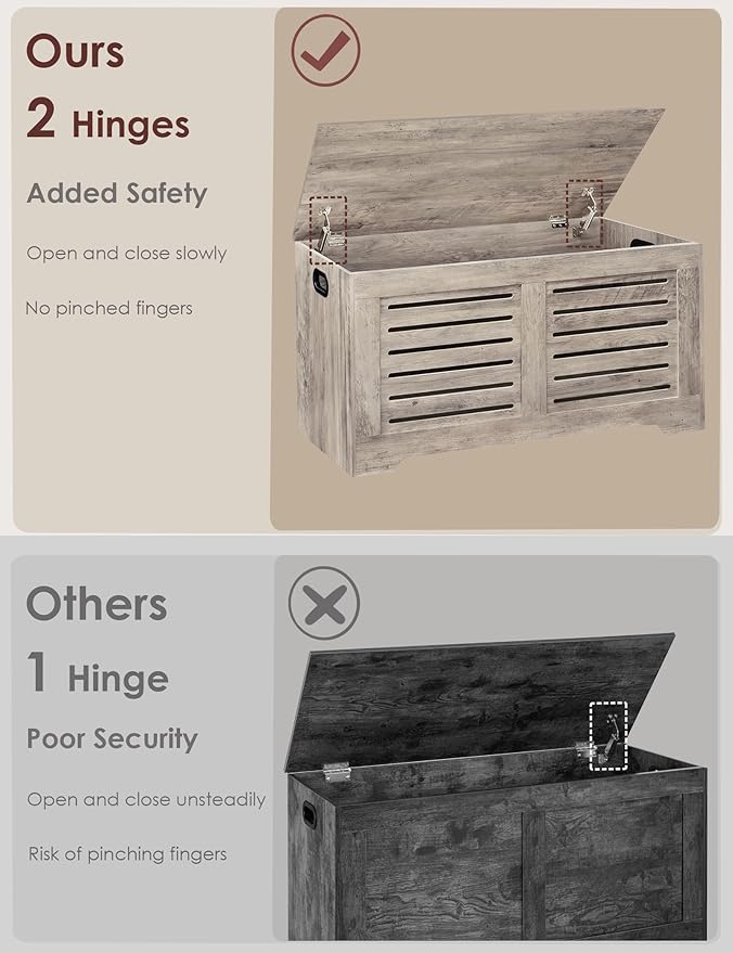 DINZI LVJ Storage Chest, 39.4”Wooden Toy Box - Image 2