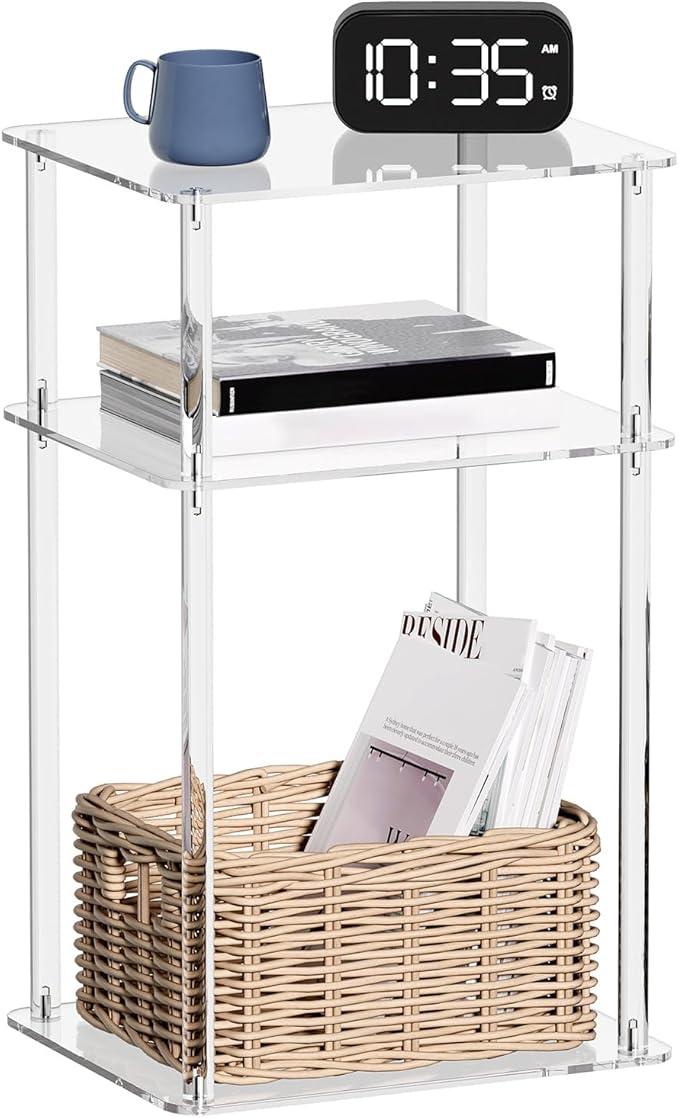 HMYHUM Acrylic Side Table for Small Spaces, Nightstand/Bedside Table, Home by HMYHUM