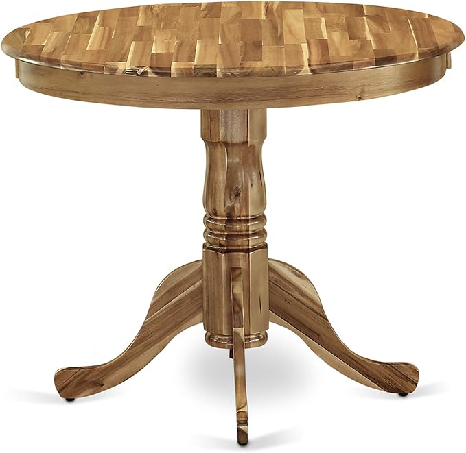 East West Furniture ANLA5-ANA-05 5 Piece Dining Room Table Set Includes a Round - Image 3