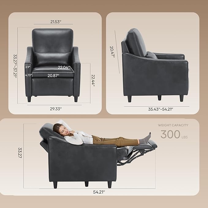 COLAMY Pushback Electric Recliner Chair, Premium Leather Upholstery - Image 3