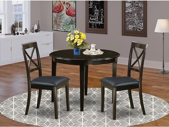 East West Furniture BOST3-CAP-LC 3 Piece Modern Dining Table Set Contains a - Image 6
