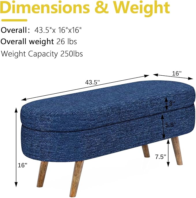 NicBex Ottoman Bench with Storage - Image 3