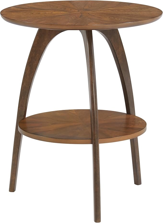 Martin Svensson Home LAX Two-Tone 20-Inch Caramel Brown Round Wood End Side - Image 5