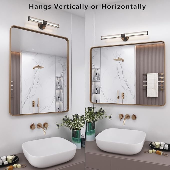 16x24 Gold Bathroom Mirror, Rounded Rectangle Gold Framed Mirror, Brushed Gold - Image 5
