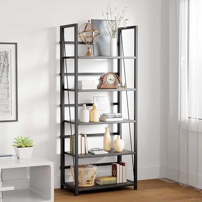 5 Tier Wood Book Shelf Organizer, No Assembly Bookshelf - Image 2