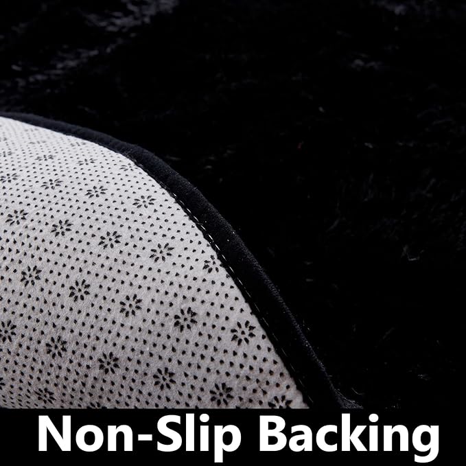 FJZFING Black Round Rug Ultra-Soft Plush Modern 4x4 Circle Area Rug - Image 6
