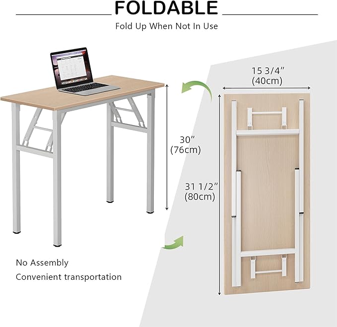 Need Small Desk 31 1/2" No Assembly Foldable Writing Table, Sturdy and Heavy - Image 3