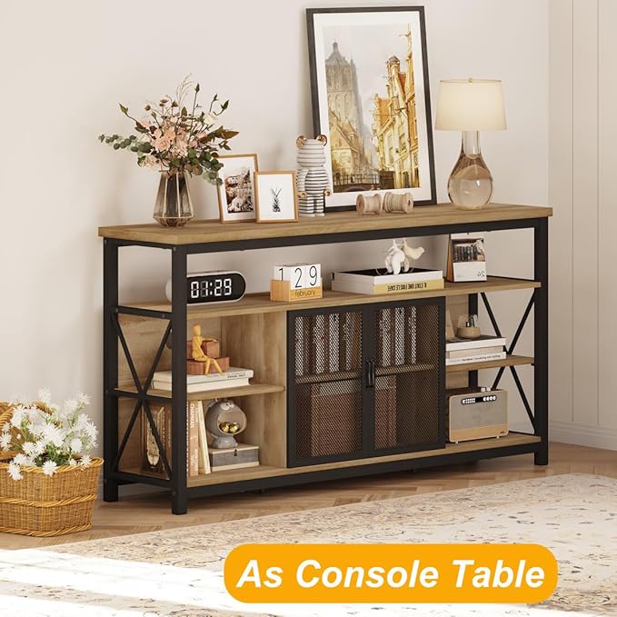 BON AUGURE Tall TV Stand for 65 55 Inch TVs, Industrial Entertainment Center - Image 8
