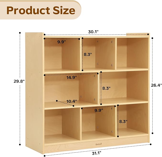 Toy Storage Organizer for Kids Room, Wooden Kids Bookshelf for Classroom - Image 3