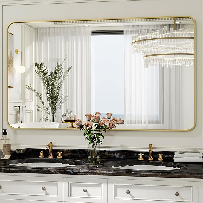 30 x 48 Inch Bathroom Mirror, Rounded Rectangular Vanity Mirror - Image 2