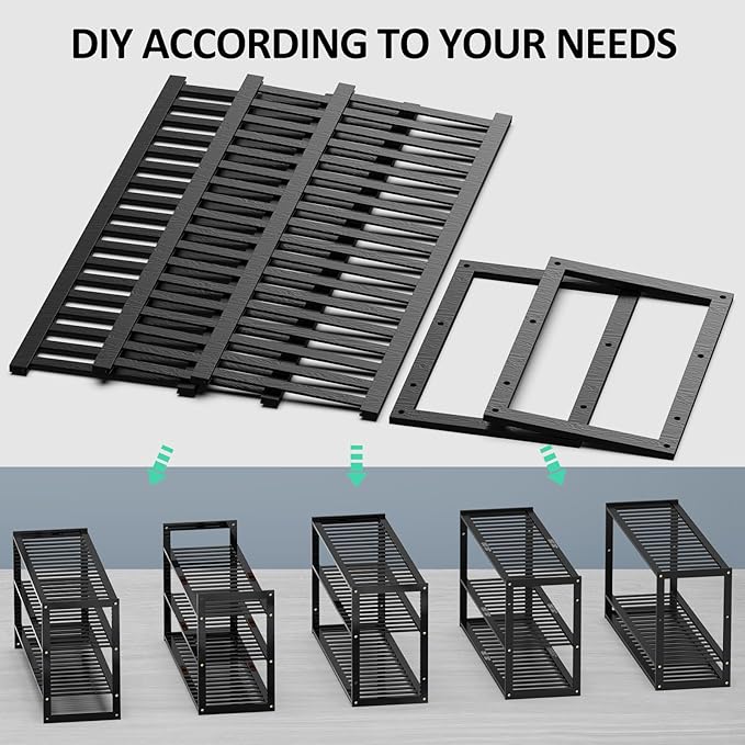 Bamboo Shoe Rack for Closet, Stackable 3 Tier Longer Shoe Organizer Shelf - Image 9