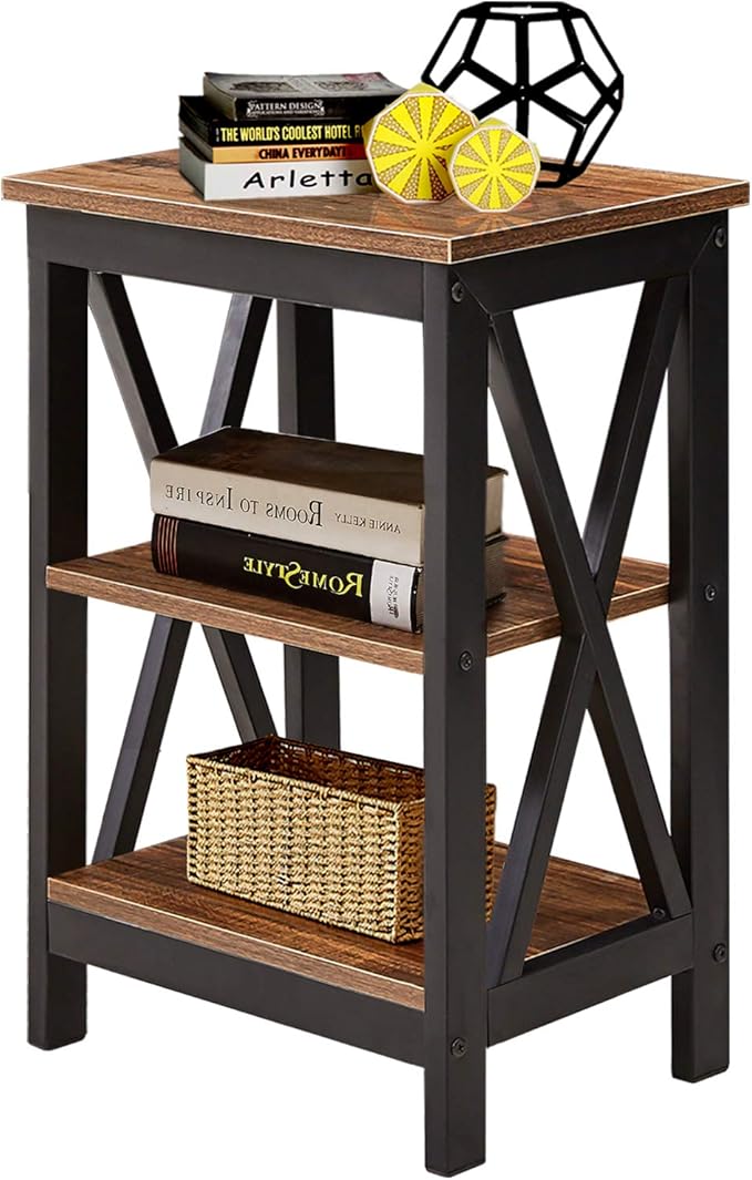 VECELO Modern Night Stand/Sofa Side/End Storage Shelf X-Design Versatile by VECELO