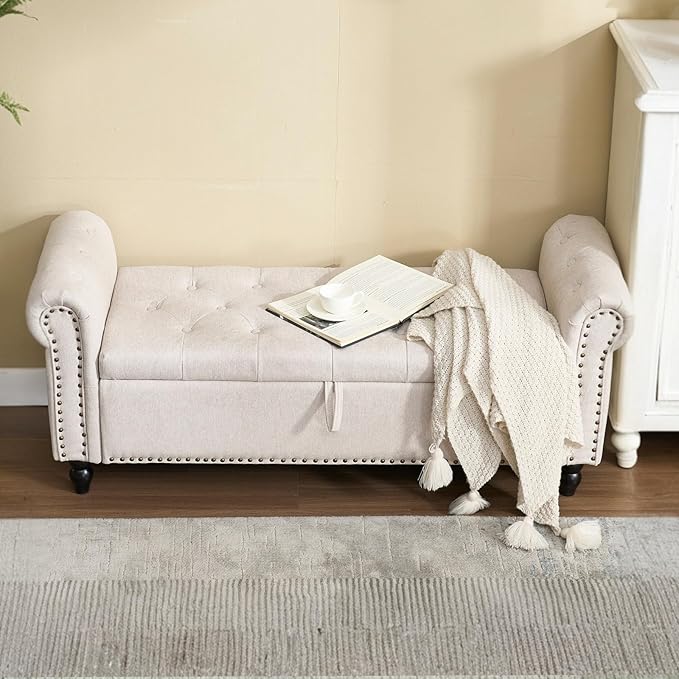 Furniliving 55” End of Bed Bench, Bedroom Bench - Image 6