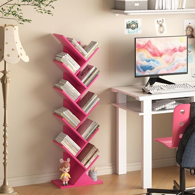 10 Tier Tree Book Shelf, Floor Standing Wood Bookshelf - Image 7
