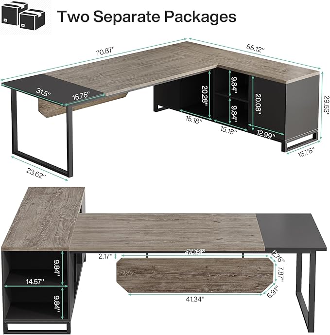 Tribesigns 70.8" Executive Desk - Image 2