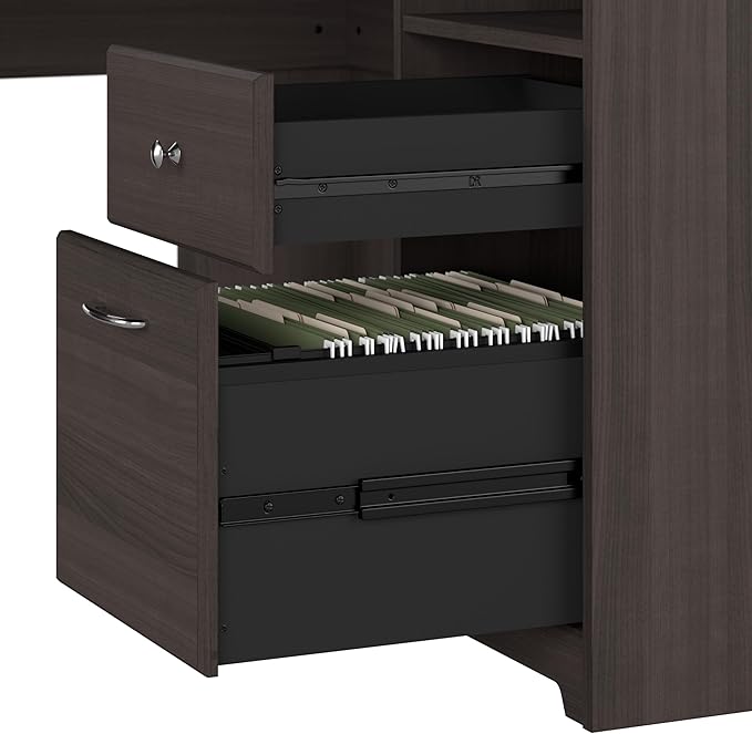 Bush Furniture Cabot L Shaped Computer Desk in Heather Gray | Corner Table - Image 5