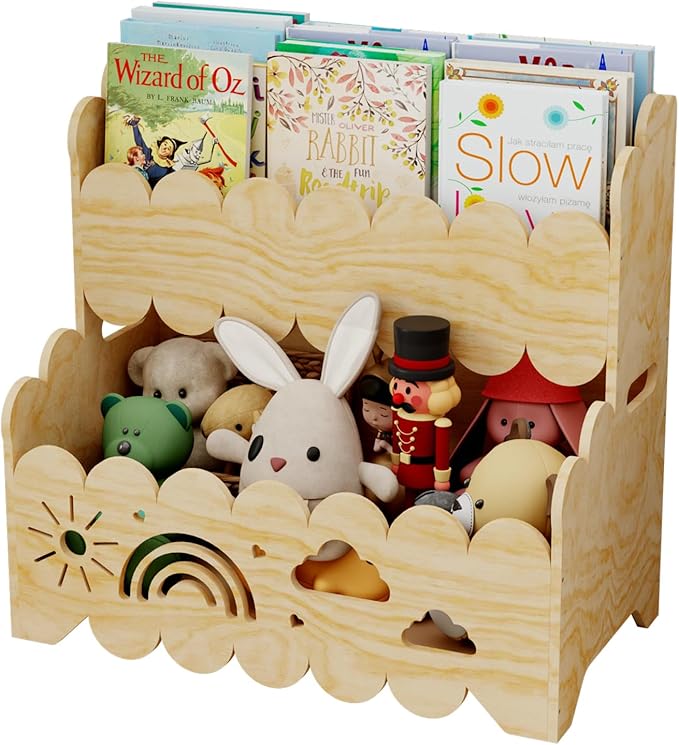 Wood 2-Tier kids bookshelf, Montessori Bookshelf, Suitable Kids Rooms, Nursery by Unknown