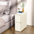 VICITON Modern Narrow Faux Leather Nightstand, Solid Wood Drawer, Storage by Unknown