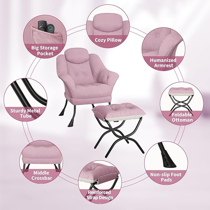 IDEALHOUSE Lazy Chair with Ottoman - Image 4