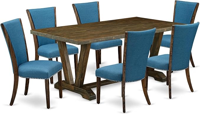 East West Furniture V777VE721-7 7 Piece Dining Room Table Set Consist of a by EastWestFurniture