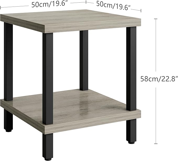 Large End Table Farmhouse Side Table Industrial Style Sofa Table Metal X Accent - Image 3