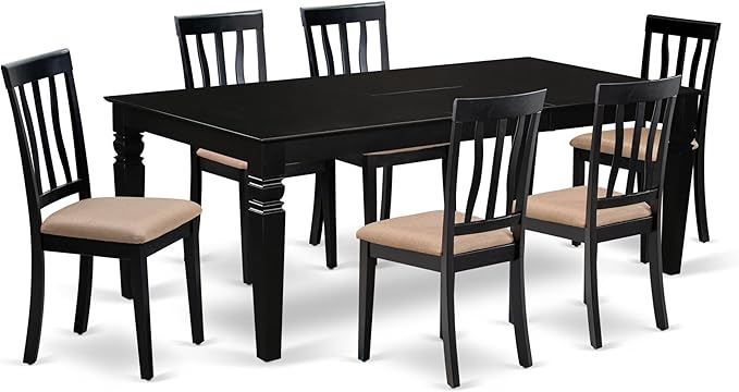 East West Furniture LGAN7-BLK-C 7 Piece Kitchen Table Set Consist of a by EastWestFurniture